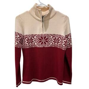 100% Merino Wool Winter Holiday Sweater Eddie Bauer Women’s Size Small